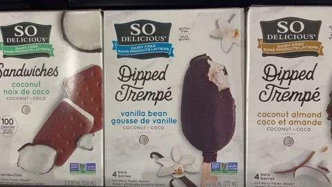Boxes of So Delicious brand Ice Cream Bars Stock-Footage 169043885
