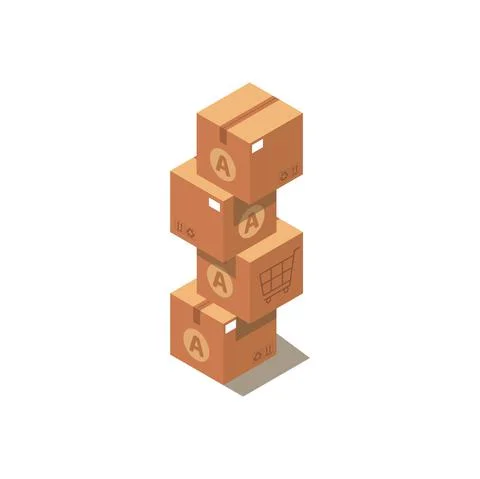 Boxes of stacked sealed cardboard. Flat style isolated design Stock Illustration