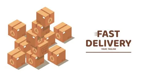 Boxes of stacked sealed cardboard. Flat style isolated design 스톡 일러스트