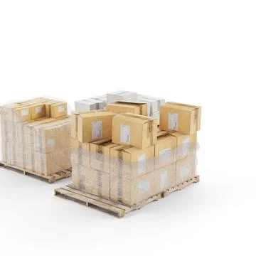 Boxes stacked up on top of each other, 3d rendering Stockillustratie