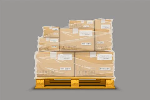 Boxes stretch fim on pallet Stock Illustration