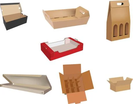 Boxes of various cardboard sizes of various shapes for protection Stock Illustration