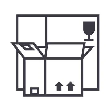 Boxes vector line icon, sign, illustration on background, editable strokes Illustrazione stock