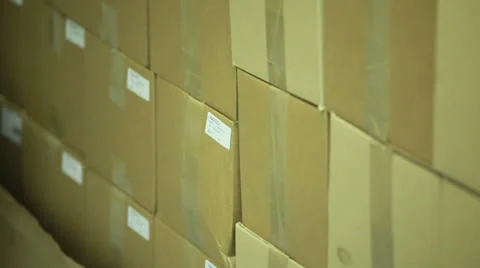 Boxes in a warehouse Stock Footage 24526284