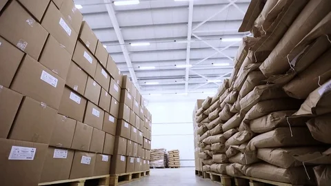 Boxes in warehouse Stock Footage 70896428