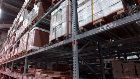 Boxes in a warehouse in a large store. Stock Footage 79188894