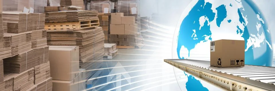 Boxes in warehouse, transition Stock Photos