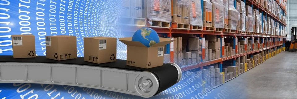 Boxes in warehouse, transition Stock Photos