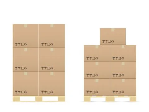Boxes on wooded pallet Stock Illustration