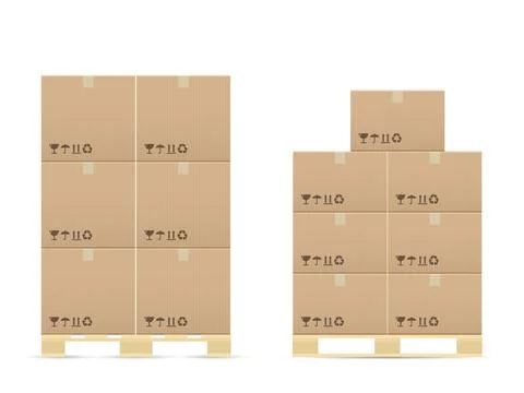 Boxes on wooded pallet 스톡 일러스트