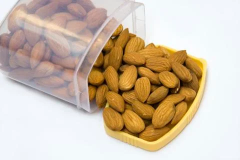 Boxful of Almonds Stock Photos