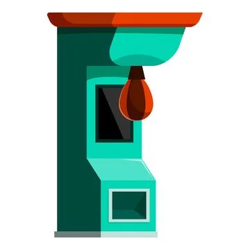 Boxing arcade machine with hanging punching bag measuring strength Stock Illustration