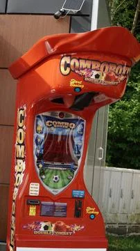 Boxing Arcade Machine: Insert Coins to Punch Bag and Earn Points Stock Photos