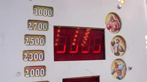 Boxing arcade punching machine scoreboard display Stock Footage 340280873