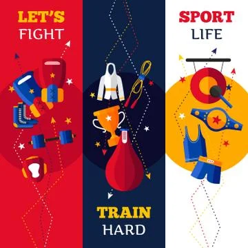 Boxing Attributes Vertical Banners Set イラスト素材