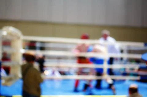 Boxing bout theme creative abstract blur background with bokeh effect. Not .. Stock Photos