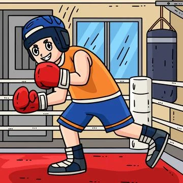 Boxing Boxer Evading Colored Cartoon Illustration Illustrazione stock