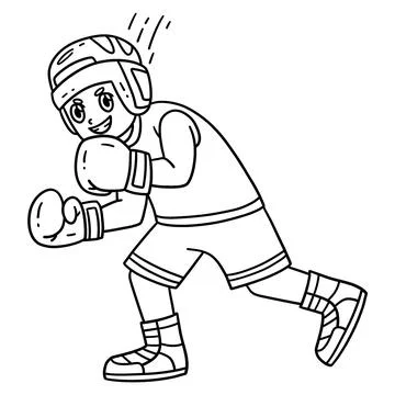 Boxing Boxer Evading Isolated Coloring Page Illustrazione stock