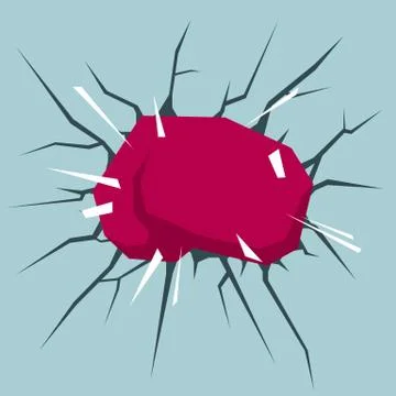 Boxing breaks the wall. Isolated on blue background. Stock Illustration