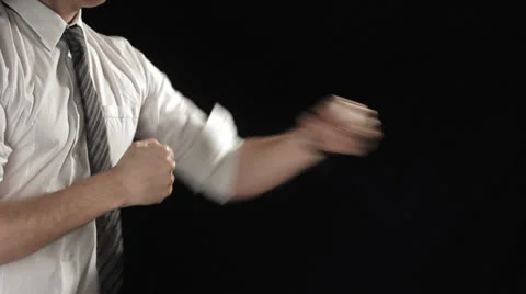 Boxing businessman close up anonymous studio Видео 24778941