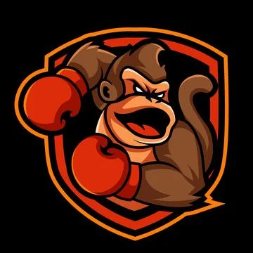 Boxing chimpanzee, gorilla, monkey Custom Logo Design Stock Illustration