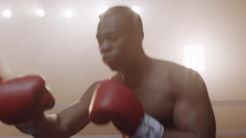 Boxing Competition in the ring with a referee Stock Footage 282983974