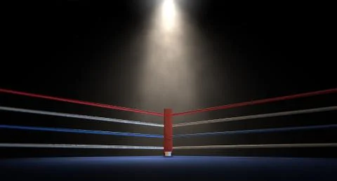 Boxing corner spotlit dark Stock Illustration