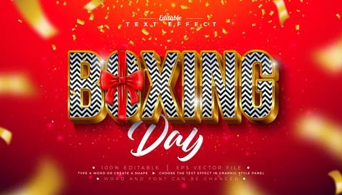 Boxing Day 3D Text Effect Design. Editable and Scalable Vector Christmas Sale Stock Illustration