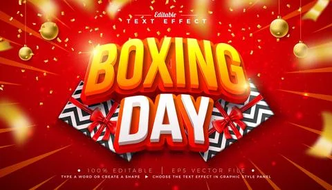Boxing Day 3D Text Effect Design. Editable and Scalable Vector Christmas Sale Stock Illustration