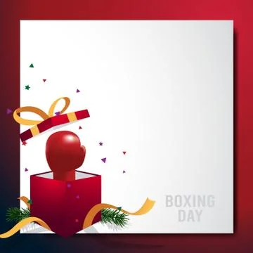 Boxing day background frame blank template with boxing glove inside gift box Stock Illustration
