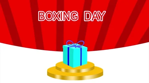 Boxing Day Text unveiled from a Gift Box Stock Footage 258600537