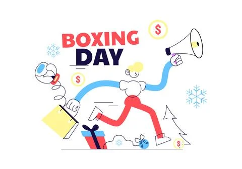 Boxing Day Vector Illustration Featuring Boxing Sale, Gloves, Gift Box and .. Stock Illustration