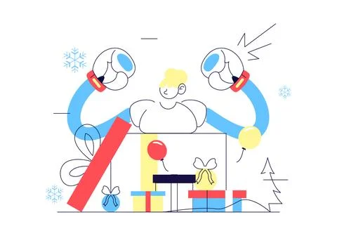 Boxing Day Vector Illustration Featuring Boxing Sale, Gloves, Gift Box and .. Stock Illustration