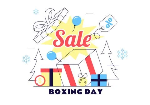 Boxing Day Vector Illustration Featuring Boxing Sale, Gloves, Gift Box and .. Stock Illustration