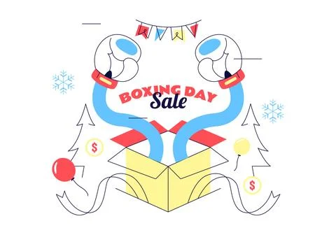 Boxing Day Vector Illustration Featuring Boxing Sale, Gloves, Gift Box and .. Stock Illustration