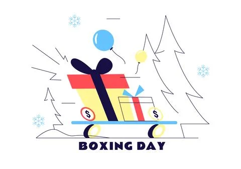 Boxing Day Vector Illustration Featuring Boxing Sale, Gloves, Gift Box and .. Stock Illustration