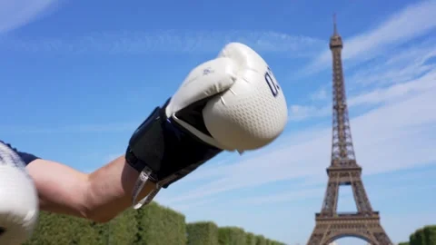 Boxing the Eiffel tower Stock Footage 249202295