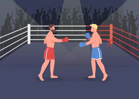 Boxing event flat color vector illustration Stock Illustration
