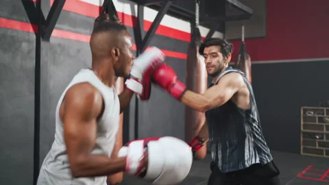 Boxing fighter with trainer Stock Footage 151595307