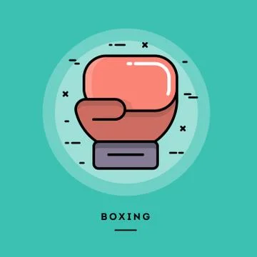 Boxing, flat design thin line banner Stock Illustration