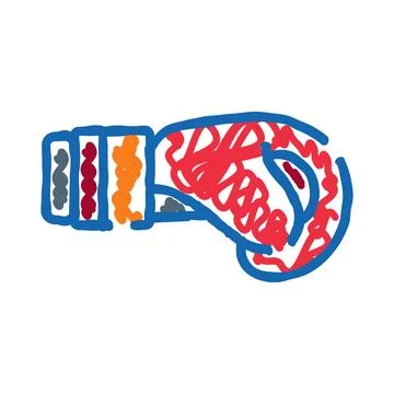 Boxing glove doodle drawing expressing strength and competition Stock Illustration