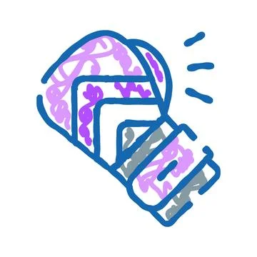 Boxing glove doodle icon representing fighting sport equipment Stock Illustration