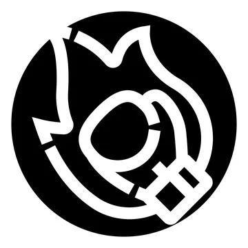 Boxing glove with fire flame line art icon Stockillustratie