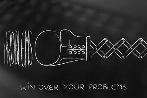 Boxing glove hitting the word Problem Stock Illustration