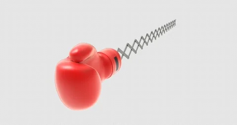Boxing glove jump via scissors and spring mechanism Stock Footage 331003406