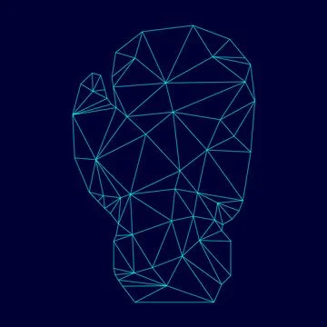 Boxing glove low poly triangulation triangulated polygonal electric cyan blue Stock Illustration