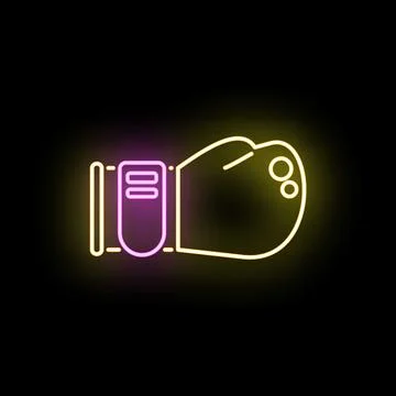 Boxing glove neon light vector illustration icon Stock Illustration
