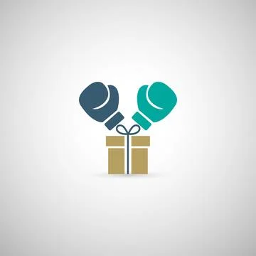 Boxing Gloves and Gift Box Competition Stock Illustration