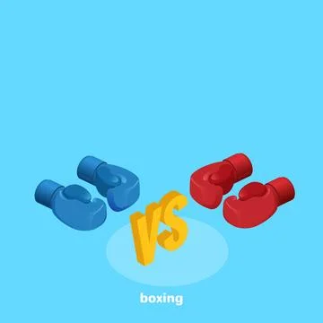 Boxing gloves on a blue background, isometric image Stock Illustration