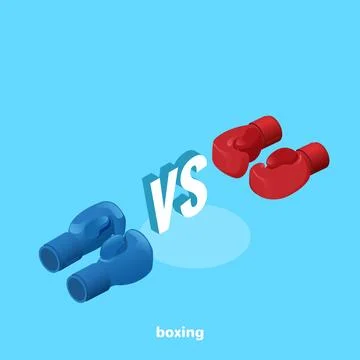 Boxing gloves on a blue background, isometric image Stock Illustration